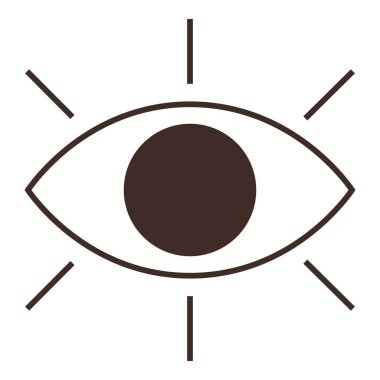Basit bir göz tasarımı, merkezi siyah bir göz bebeği, etrafa yayılan çizgiler yayıyor. Algı, gözlem, farkındalık, odaklanma, farkındalık, vizyon, yaratıcılık için idealdir. Modern düz renk simgesi