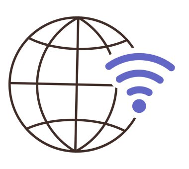 Şebeke hatları ve mavi kablosuz sinyali olan dünya çapında iletişim ve çevrimiçi erişimi gösteren bir dünya. Teknoloji, ağ, internet, bağlantı, dijital dönüşüm, küresel sosyal yardım için ideal