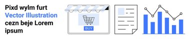 Alışveriş arabası, doküman ve çizgi çizelgesi olan bir e-ticaret mağazası. İş analitiği, pazarlama, çevrimiçi alışveriş, e-ticaret büyümesi, veri analizi, satış metrikleri için ideal