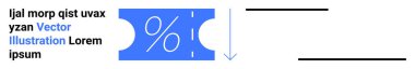 Yüzdelik sembollü indirim makbuzu ve aşağı doğru ok. Terfi, satış, özel anlaşmalar, pazarlama kampanyaları, perakende satış teklifleri, marka malzemeleri, soyut düz metafor için ideal