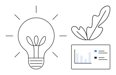 Işıklı ampul, veri tablosundan şekillendirilmiş bitki çubuk grafik ve notlarla büyüyor. Yenilik, büyüme, sürdürülebilirlik, veri analizleri, yaratıcılık, iş stratejisi, ilerleme için ideal