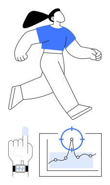 Akıllı bir eşleşme takan dinamik bir figür, elle istatistiklerle etkileşim ve veri akımlarını takip ediyor. Fitness, giyilebilir teknoloji, sağlık izleme, aktivite izleme, veri analizi, spor için ideal