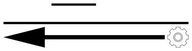Siyah ok sola doğru keskin çizgiler ve bir kenarda dişli sembolü gösteriyor. Minimalist unsurlar yön, iş akışı, sistemler, verimlilik, karar verme, süreç optimizasyonu, takım çalışması öneriyor. İdeal