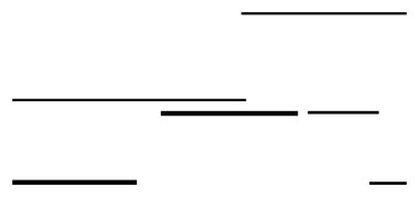 Değişen uzunlukların siyah yatay çizgileri soyut hizada eşit olarak dağılmış. Modern tasarım için ideal, minimalizm, sanatsal temalar, soyut denge, temiz estetik, geometri, soyut çizgi