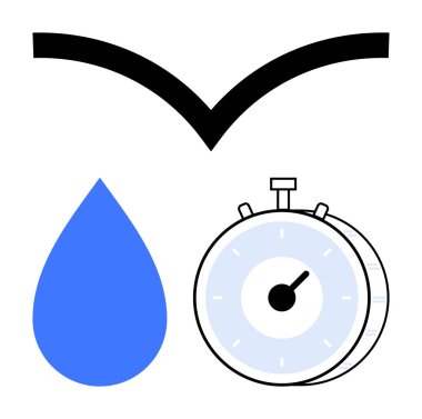 Mavi su damlası, minimalist kronometre ve hız, hassasiyet, akıcılık ve zaman yönetimi temalarını birleştiren koyu siyah eğri. Enerji, doğa, sürdürülebilirlik zaman verimliliği için ideal