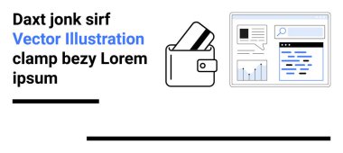 Finansal analizli bir web tarayıcısının yanında kredi kartı bulunan dijital cüzdan. Finans uygulamaları, e-ticaret, fintech, dijital ödemeler, çevrimiçi bankacılık, güvenlik ve teknoloji girişimleri için ideal