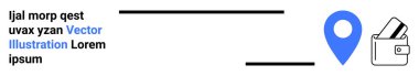 Cüzdanın yanında mavi lokasyon iğnesi ve kredi kartları. Finans, bütçe, gider takibi, dijital cüzdanlar, finansal planlama, iş seyahati, çevrimiçi ödemeler için ideal. İniş sayfası
