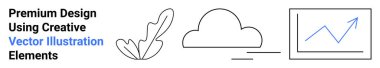 Tüy, bulut ve temiz minimalist tarzda yükselen grafikler. Tasarım, veri analizi, yaratıcılık, markalaşma, yenilik, sadelik düz iniş sayfası afişi için ideal