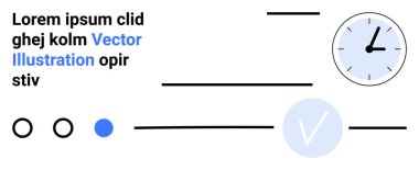 Metin blokları, kontrol kutuları ve minimalist tasarım elementleri içeren mavi ve siyah bir saat dijital üretkenlik uygulamaları öneriyor. Görev yönetimi, zaman izleme, organizasyon araçları için ideal, asgari