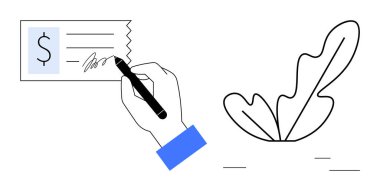 El ele tutuşup imzalı bir belge imzalayın. İmza çizgileri ve soyut yaprağın yanında dolar işareti olsun. Finans, sözleşmeler, yetkiler, çevre dostu, iş anlaşmaları, anlaşmalar, sürdürülebilirlik için ideal