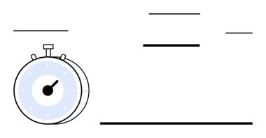 Açık mavi kadranlı ve koyu siyah çizgili kronometre hareket ya da aciliyeti gösteriyor. Üretkenlik, teslim tarihleri, spor, hız, doğruluk, odak, soyut çizgi düz metafor için ideal