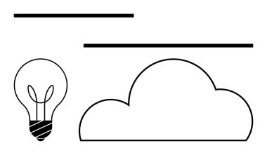 Yatay çizgileri ve bulut şeklinde bir ampul. Yenilik, yaratıcılık, teknoloji, beyin fırtınası, veri depolama, bulut hesaplama, dijital dönüşüm için ideal. Satır metaforu