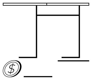 Basit tablo ve madeni para tasarımı yapıyı, finansal büyümeyi, istikrar ve dengeyi vurguluyor. Finans, ticari istikrar, ekonomi, yatırımlar, tasarruf bütçesi soyut kavram için ideal