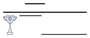 Kupa, minimalist yatay çizgilerin yanında birincilik ödülünü temsil ediyor. Temalar için ideal rekabet, başarı, başarı, tanınma, liderlik, hedefler ve soyut düz çizgi