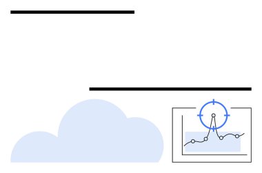 Grafik analizine odaklanmış bulut elementi ve veri performansını gösteren iğne. Teknoloji için ideal, bulut hesaplama, analitik, trendler, performans, izleme, sistemler. Soyut satır düzlüğü