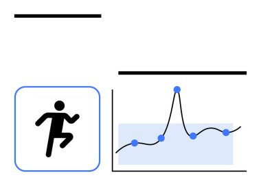 Dalgalanan grafiğin yanında bir atlet sembolü. Spor, fitness, veri analizi, ilerleme takibi, atletik performans, istatistik ve motivasyon için ideal. Satır metaforu