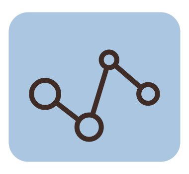 Kahverengi bağlı çemberler, katı mavi arkaplan üzerinde çizgi grafiği oluşturuyor. Analiz için ideal, veri görselleştirme, ilerleme izleme, büyüme, performans, basitlik, iş. Düz renk simgesi