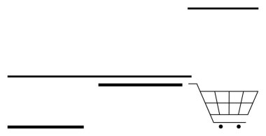 Tekerlekli alışveriş arabasında doğrusal elementler hareket ve minimal tasarım öneriyor. Perakende, e-ticaret, satış, lojistik, alışveriş deneyimi, teknoloji ve soyut düz çizgi için ideal