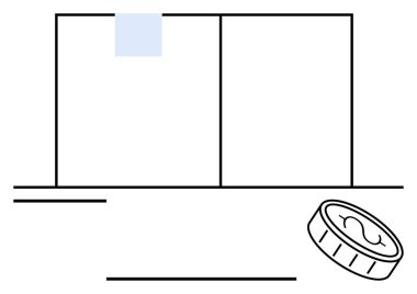 Bölüme ayrılmış açık belge, küçük mavi işaret, dolar sembollü para. Finans, bütçe, muhasebe, tasarruf, ekonomi, zenginlik yönetimi soyut çizgi düz metafor için idealdir