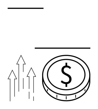 Yükselen oklarla eşleşen bir dolar işareti ile madeni büyüme, kar, başarı veya hırs taşır. İş, ekonomi, girişimcilik, yatırımlar, büyüme stratejileri için ideal