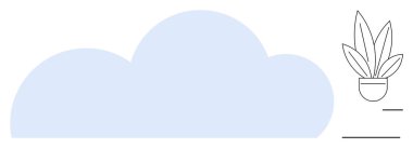 Minimalist mavi bulut çizgili saksı bitkisiyle eşleşti. Doğa, sükunet, sadelik, minimalizm, iç dekorasyon, çevreci dostluk ve refah için idealdir. Temiz soyut çizgi düz metafor