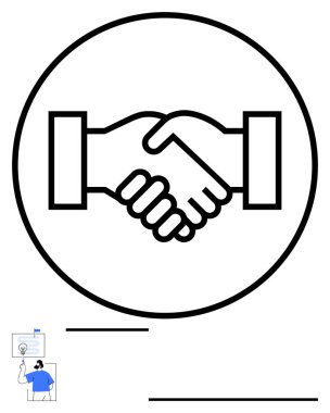 El sıkışma grafiği bir daire içinde işbirliği, güven ve ortaklığı sembolize eder. İş anlaşmaları, takım çalışması, ağ oluşturma, karşılıklı destek, mesleki ilişkiler, iletişim için ideal