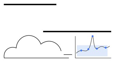 Noktalı yatay çubuklu bulut çizgisi veri grafiği. Teknoloji, veri analizi, bulut hesaplama, performans izleme, bağlantı, minimalizm, trendler için idealdir. Satır metaforu