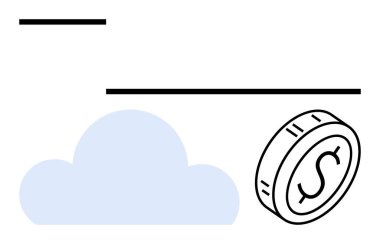 Dolar işaretli mavi bulut ve para finans, dijital hizmetler, yenilik ve bulut teknolojisini vurguluyor. Ekonomi, finans, yenilik, tasarruf, dijital strateji bulut sistemleri için idealdir
