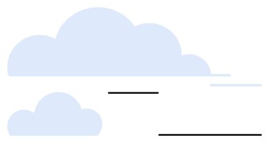 Yüzen yatay siyah çizgileri olan yumuşak mavi bulutlar hareket, sükunet ve minimalizmi işaret ediyor. Doğa temaları, farkındalık, yaratıcılık, teknoloji kavramları, hava durumu, hareket soyut çizgisi için ideal