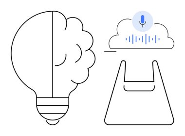 Ampul beyin ve bulut ile ses ikonu ve ses dalgaları yaratıcılığı, ses teknolojisini ve işbirliğini ön plana çıkarıyor. Teknolojik yenilik, beyin fırtınası, yapay zeka, bulut depolama, iletişim için ideal