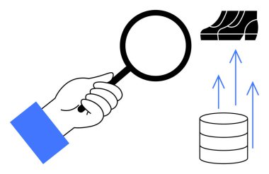 Elle büyüteçle veri büyümesini, yükselen grafikleri ve yükselen eğilimleri inceliyor. Büyüme analizi, veri bilimi, pazar eğilimleri, iş anlayışı, performans ölçümleri için ideal