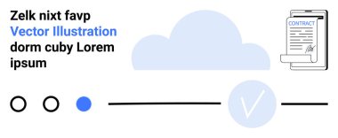 Üzerinde Kontrat yazan bir belge olan bir bulut simgesi, bir kontrol işareti, daireler ve hafif arkaplan çizgileri. İş için ideal, dijital çözümler, bulut depolama, belge yönetimi, çevrimiçi sözleşmeler verileri