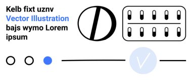 Daireler ve çizgiler dahil olmak üzere karışık şekiller, çeşitli sembollü soyut tasarım ve ipsum lorem metni. Modern sanat, teknik arayüzler, dijital tasarım, UI kavramları, markalaşma, minimalizm için ideal