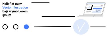 Özet metin ve dairesel simgelerin olduğu bir web sayfasını minimalist bir düzende gösteren dizüstü bilgisayar. Web tasarımı için ideal, kullanıcı arayüzü, dijital pazarlama, içerik oluşturma, yazılım geliştirme, çevrimiçi