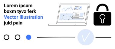 Bilgisayarda veri analizi grafikleri ve çizelgeleri var. Yanında da güvenlik için kilit simgesi var. Veri koruması, siber güvenlik, çevrimiçi güvenlik, veri analizi, şifreleme, kimlik doğrulama, teknoloji için ideal
