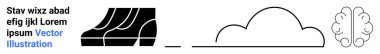 Merdiven basamaklarını içeren soyut tasarım, basitleştirilmiş bulut çizgisi ve beyinden esinlenilmiş bir şekil. Yenilik, yaratıcılık, düşünme, ilerleme, teknoloji geliştirme eğitimi için idealdir. Harika bir iniş.