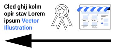Mavi tenteli bir e-ticaret mağazası, yıldızlı bir kurdele ve sola bakan bir ok. Pazarlama, iş stratejileri, eCommerce başarısı, web sitesi geliştirme, kullanıcı deneyimi, çevrimiçi dükkanlar için ideal