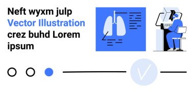Tıbbi uzman bilgisayardaki akciğer röntgenini inceliyor. Sağlık, tıbbi araştırma, tanı, teknoloji, eğitim içeriği, teletıp ve dijital sağlık platformları için idealdir. İniş sayfası
