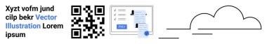 QR kodu, bir kaydetme tuşuna bağlı sanal belge arayüzü ve stilize bir bulut. Teknoloji, dijital hizmetler, çevrimiçi depolama, bulut hesaplama, veri paylaşımı, inovasyon soyut çizgi için ideal