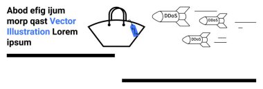 DDoS etiketli füzeler siber tehditlerin metaforu olarak bir çantaya doğru ilerliyor. Siber güvenlik, sahte farkındalık, çevrimiçi güvenlik, tehdit analizi, dijital veri koruması, güvenli ticaret, daire