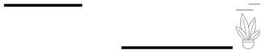 Uzunluğu ve kalınlığı değişen siyah yatay çizgiler. Köşesinde üç yaprak olan saksı bitkisi. Minimalist tasarım, afişler, başlıklar, dekor, markalaşma, sunumlar, modern web düzeni için ideal