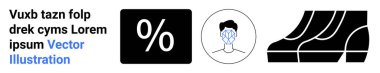 Yüzde indirimi işareti, yüz tanıma simgesi ve perakende satış teklifleri için ayakkabı grafikleri, kimlik doğrulama ve e-ticaret. Alışveriş, satış, teknoloji ve güvenlik pazarlama müşterileri için ideal