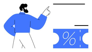 Bireysel olarak yüzde sembollü bir bilete işaret ederek indirim ya da promosyon anlamına geliyor. Satışlar, pazarlama, perakende, reklam, özel teklifler, iş stratejisi ve müşteri için ideal