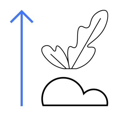 Bulutun üstündeki siyah çizgili tüylerin yanındaki yukarı doğru mavi ok büyümeyi, yüksekliği, hafifliği ve özlemleri temsil ediyor. İlham, yaratıcılık, özgürlük, motivasyon yenilik kariyeri için ideal