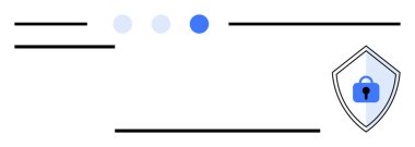 Güvenliği sembolize eden asma kilitli bir kalkan. Dijital arayüzü işaret eden çizgiler ve noktalarla birlikte. Siber güvenlik, internet güvenliği, veri koruması, gizlilik, şifreleme, kullanıcı için ideal