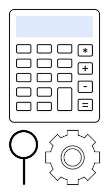 Büyüteç ve teçhizatın yanında temel işlemleri olan bir hesap makinesi. Finans, problem çözme, optimizasyon, araştırma, analitik, iş operasyonları, eğitim için idealdir. Soyut satır düzlüğü