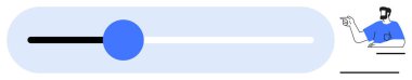 Mavi dairesel kaydırma, arka planda siyah beyaz çizgi, insan hareketi. Kullanıcı kontrolü, kişiselleştirme, ayarlar, arayüz tasarımı, ayarlamalar geri besleme rehberi için idealdir. Basit soyut