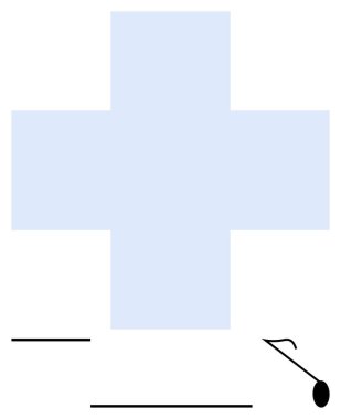 Açık mavi tıbbi haç, araçları temsil eden, soyut tasarımı temsil eden minimalist çizgilerle çevrili. Sağlık, sağlık, ilaç, minimalizm, klinikler, hastaneler, soyut markalar için ideal