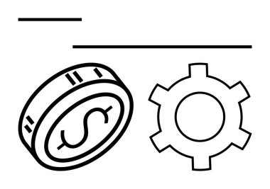 Nakit para, yanında bir dolar işareti, mali işlemleri temsil eden bir dişli çarkının yanında. İş stratejileri, mali planlama, ekonomik büyüme, yatırım tavsiyesi ve bankacılık hizmetleri için ideal