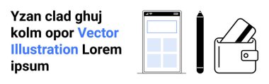 Kalemin yanında akıllı telefon ekranı ve içinde kredi kartları olan bir cüzdan. Finansal teknoloji, mobil ödemeler, bütçe, e-ticaret, dijital cüzdanlar, çevrimiçi işlemler ve mali işlemler için ideal